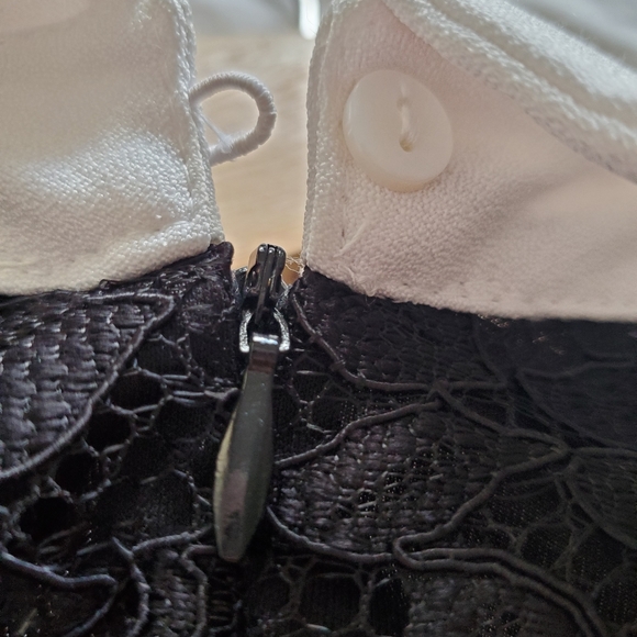 Little Black Dress A-Line Ribbon Tie White Collar Sleeveless - Picture 4 of 8